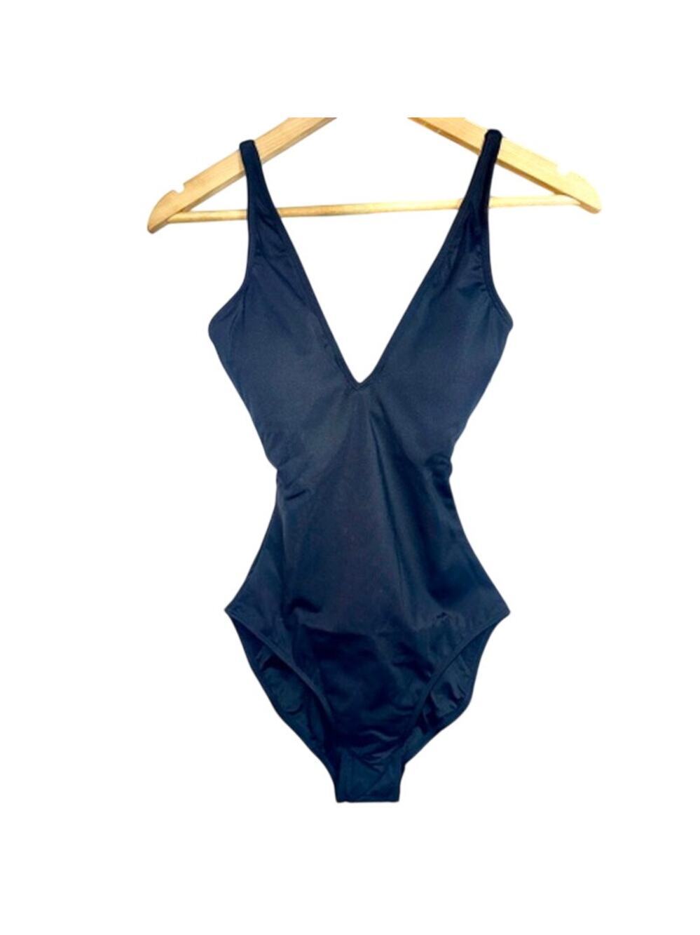 NWT TA3 Plungey Black Lace Up Corset One Piece Swimsuit Womens Size XS X-Long